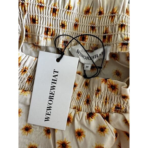 WeWoreWhat Mini Slip Skirt Floral Ditsy Daisies Ivory Medium - Picture 3 of 4